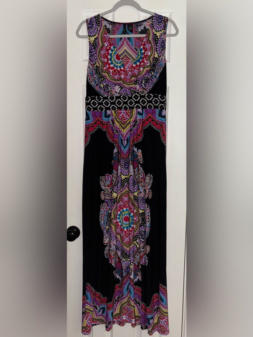 New Directions Boho Paisley Maxi Dress Women’s Size Large Sleeveless V Neck